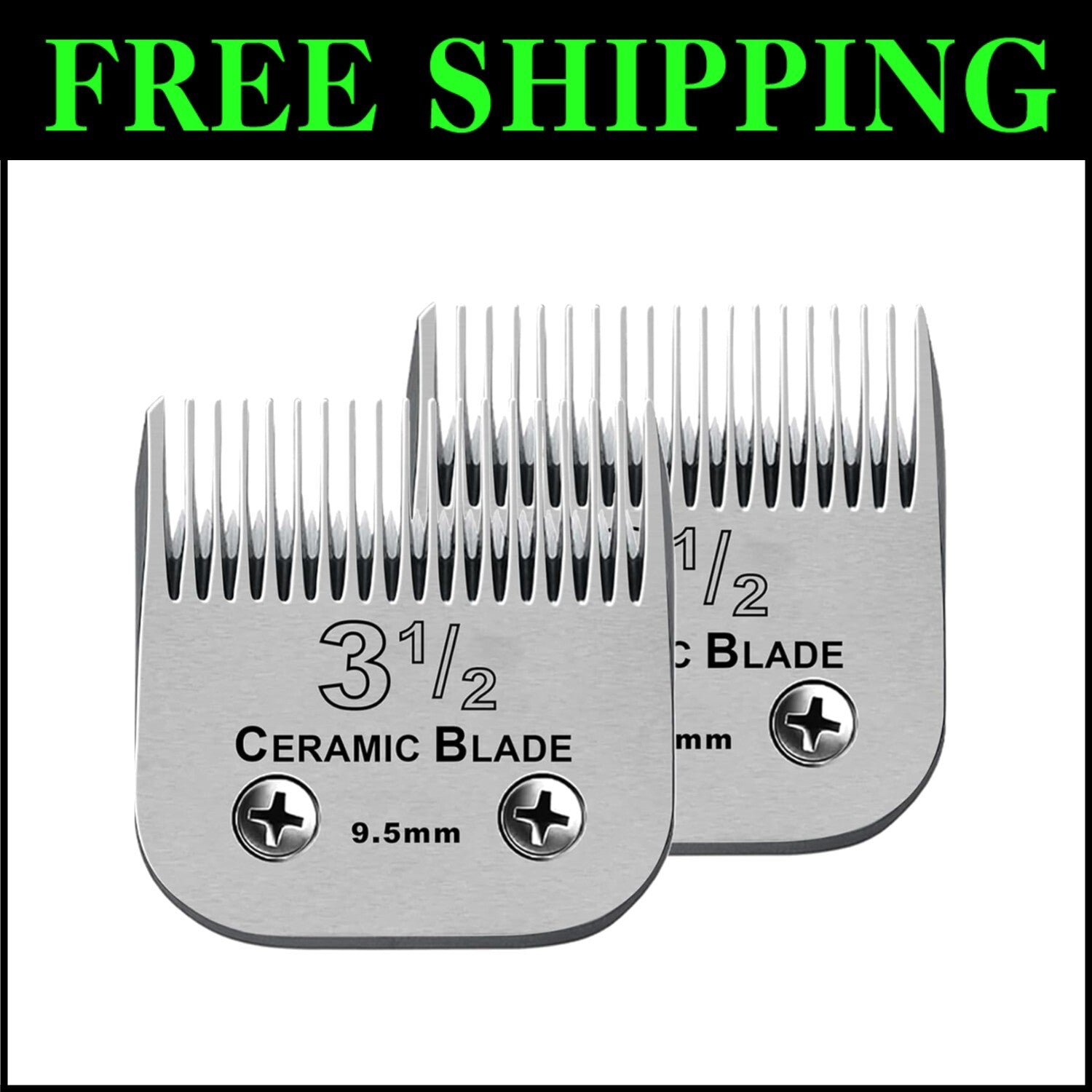 Quiet Detachable Clip Blades Set - Compatible with Andis/Oster Clippers, 3-1/2"