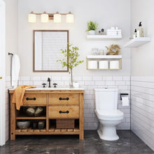 Load image into Gallery viewer, Gold and White Over Toilet Floating Shelves - 3-Piece Bathroom Organizer Set