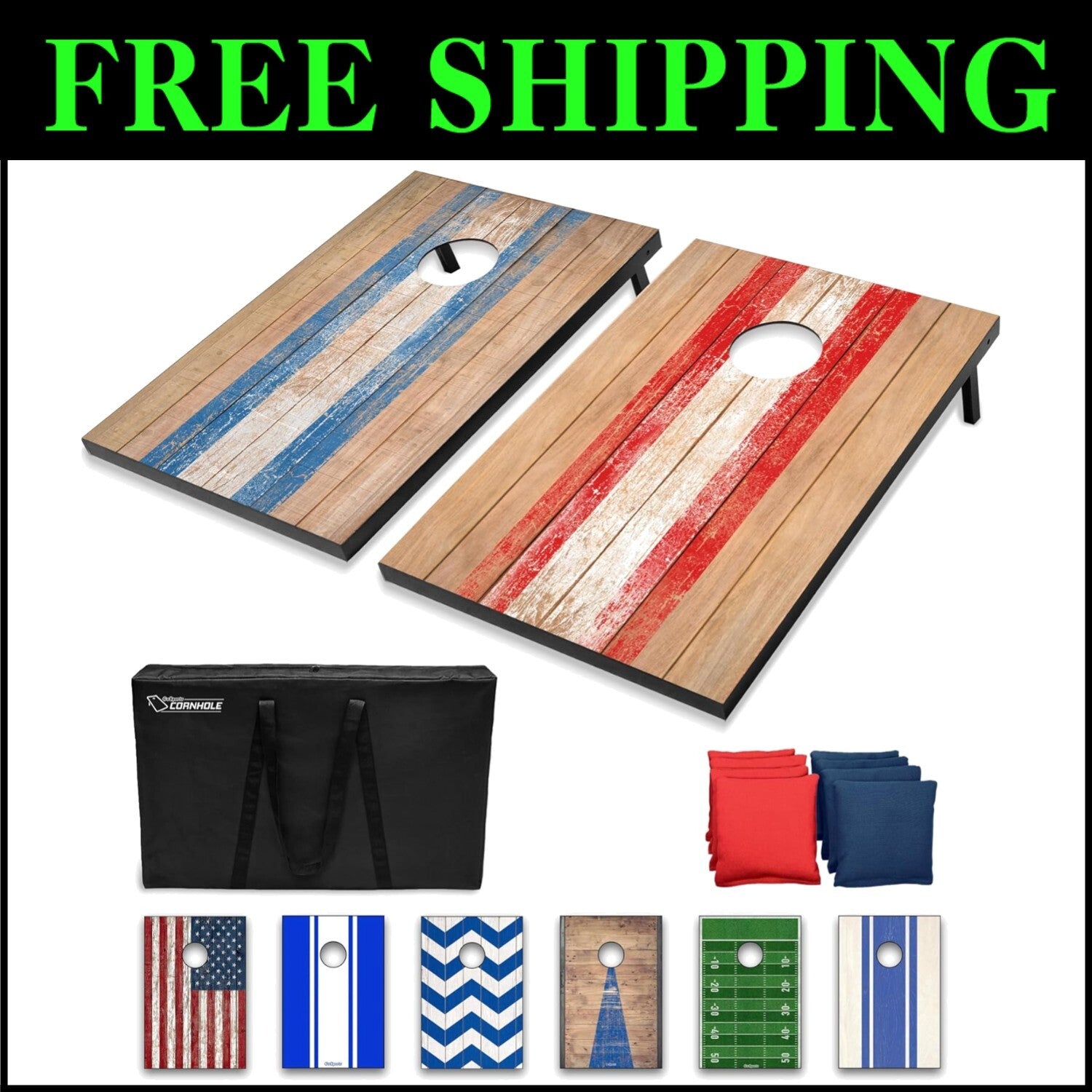 All-Weather Cornhole Set – Portable 3 x 2 Ft Boards with Beans & Rules Included