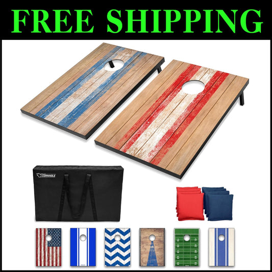 All-Weather Cornhole Set – Portable 3 x 2 Ft Boards with Beans & Rules Included