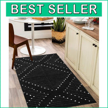 Load image into Gallery viewer, Handmade 3' x 5' Washable Boho Black Rug for Indoor Spaces - Versatile Decor
