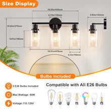 Load image into Gallery viewer, 3-Light Modern Vanity Fixtures - Matte Black Wall Lamp with Bubbled Glass Shades