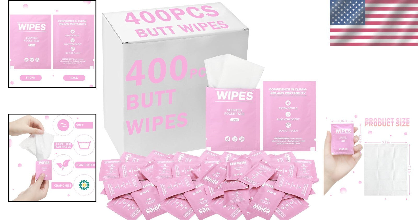 400 Individually Wrapped Wet Wipes - Soft & Alcohol-Free for Travel & Daily Use