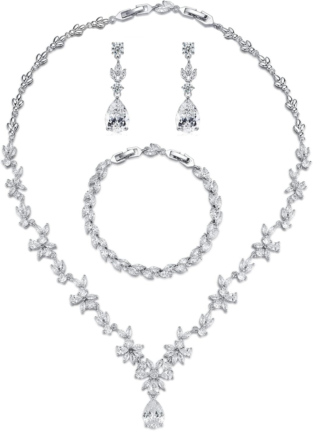 Bridal Jewelry Set for Women: Necklace, Earrings & Bracelet for Special Events