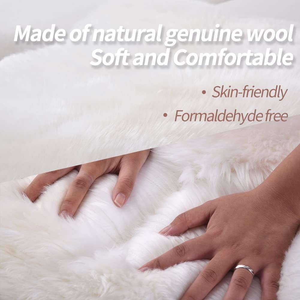 High-Quality Handmade Sheepskin Rug - Elegant Decor for Living & Bedroom