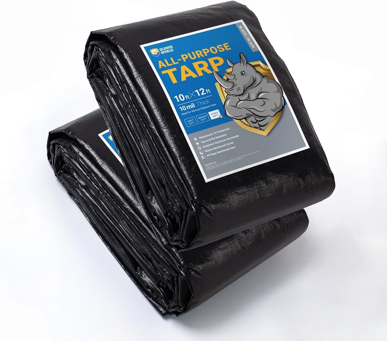 10x12 Feet Heavy-Duty Waterproof Tarps with Grommets - 2-Pack, Outdoor Essential