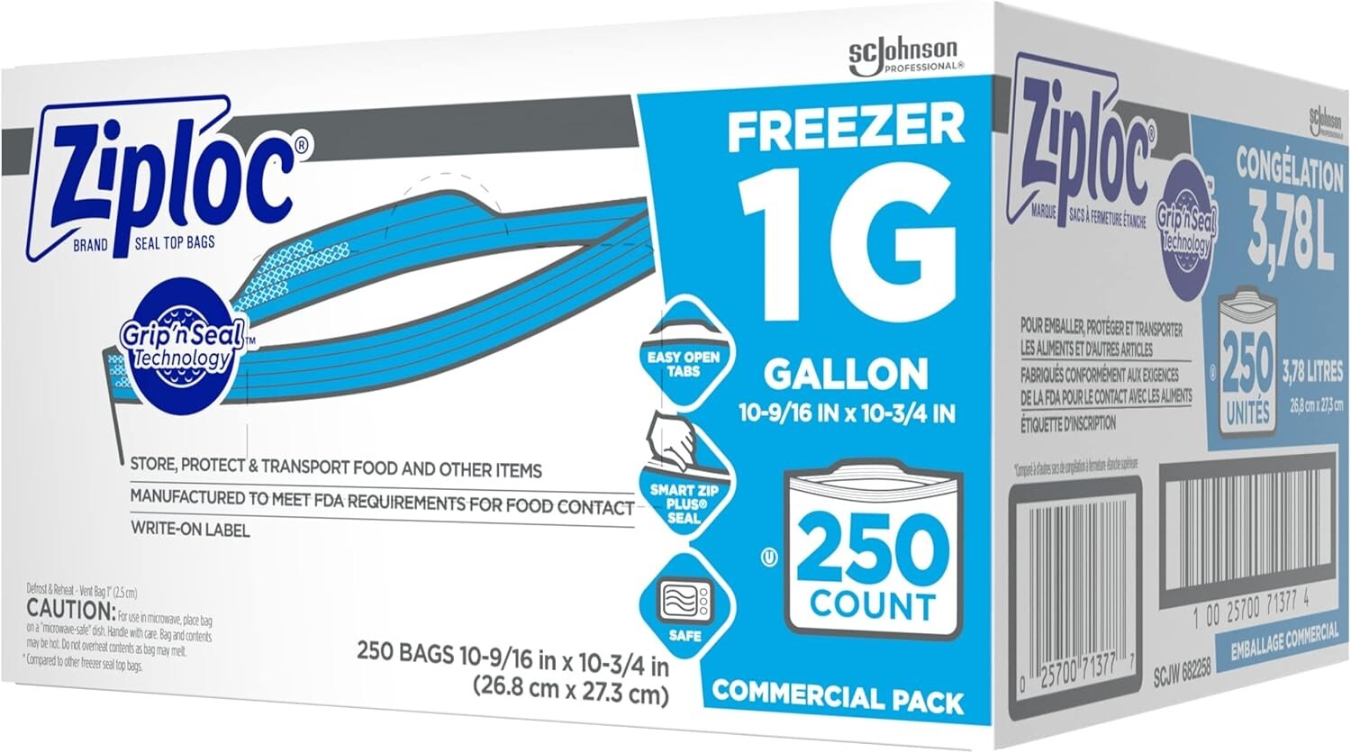 Versatile 250 Count Ziploc 1 Gallon Freezer Bags - Ideal for Meal Prep