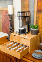 Load image into Gallery viewer, Elegant Extra Large Bamboo Coffee Pod Organizer with Sliding Drawers - 2 Tiers