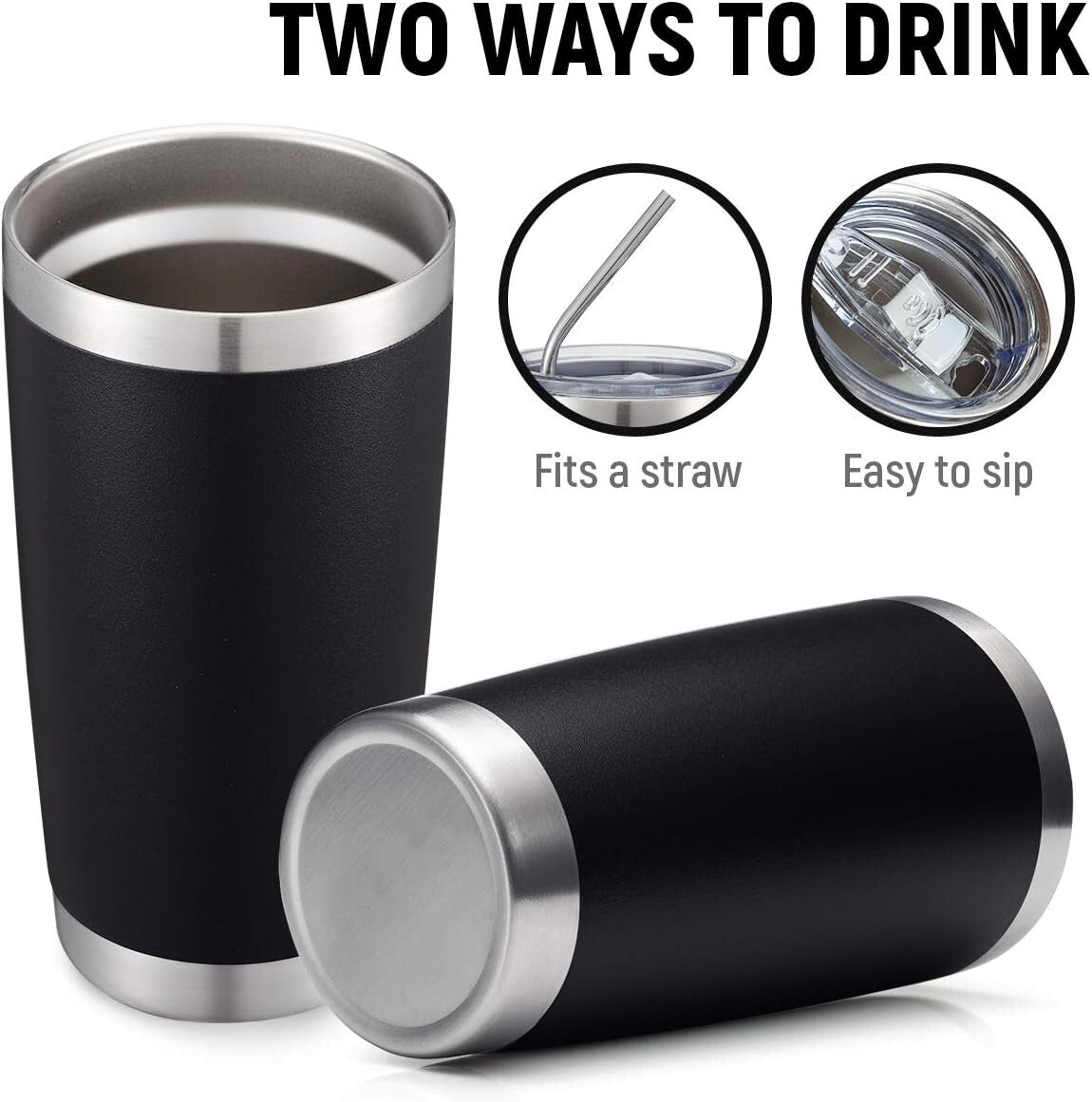 6 Pack 20oz Double Wall Insulated Stainless Steel Travel Tumblers for Hot & Cold