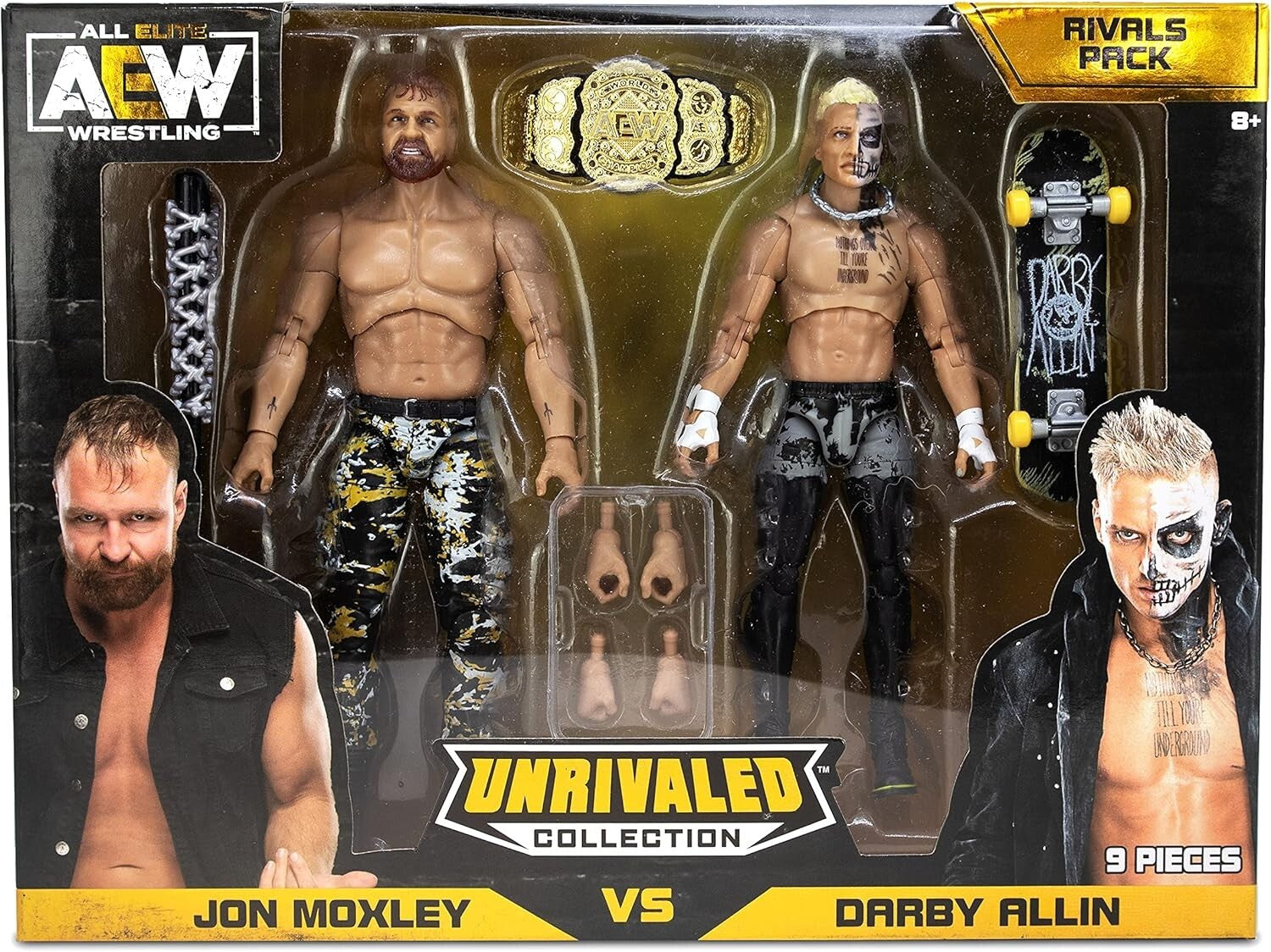 Collectible Darby Allin & Jon Moxley Action Figures with Championship Title Belt
