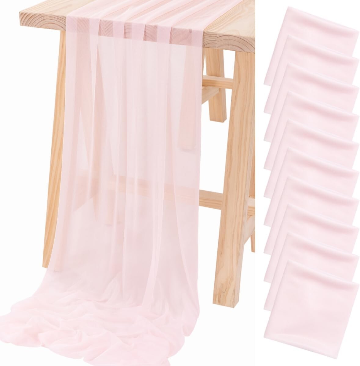 10ft Blush Pink Soft Gauze Table Runners - Ideal for Parties & Celebrations
