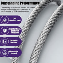 Load image into Gallery viewer, Complete 1/4” Wire Rope Kit | 100ft Stainless Steel Cable with Hardware Included