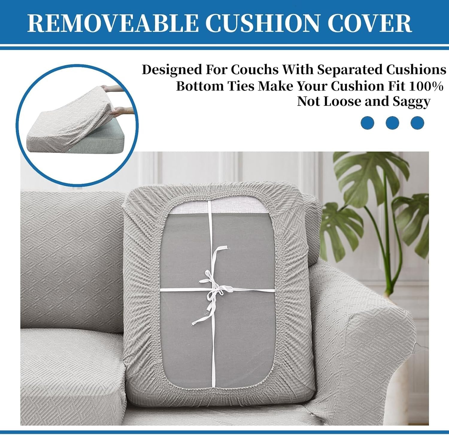 Super Stretch Jacquard Chair Covers for Living Room - 2-Piece Silver Grey Set