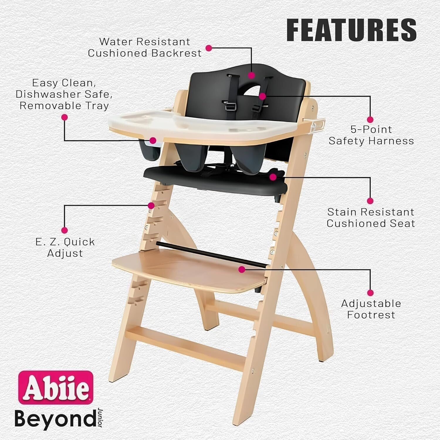 Portable Wooden High Chair for Kids - Easily Transforms from High Chair to Chair