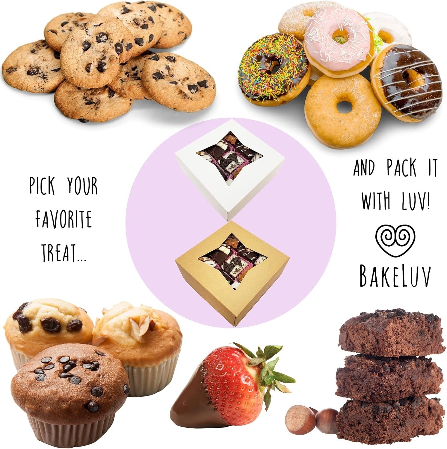 BPA-Free 6 Inch Bakery Boxes with Clear Window - Perfect for Parties, 100 Pcs