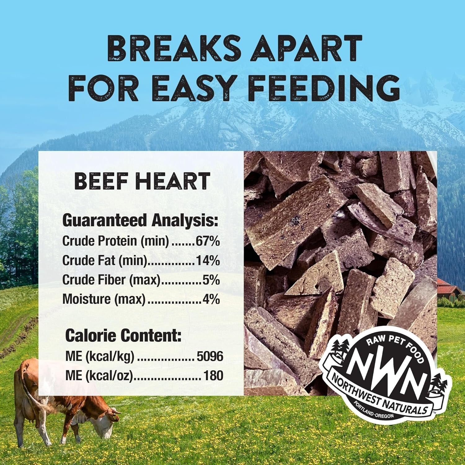 All-Natural 10 Oz Freeze-Dried Beef Heart Treats for Dogs & Cats - Training Aid