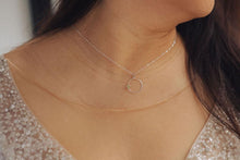 Load image into Gallery viewer, Handmade Silver Circle Charm Necklace with Bronze Heart – Perfect Gift for Da...