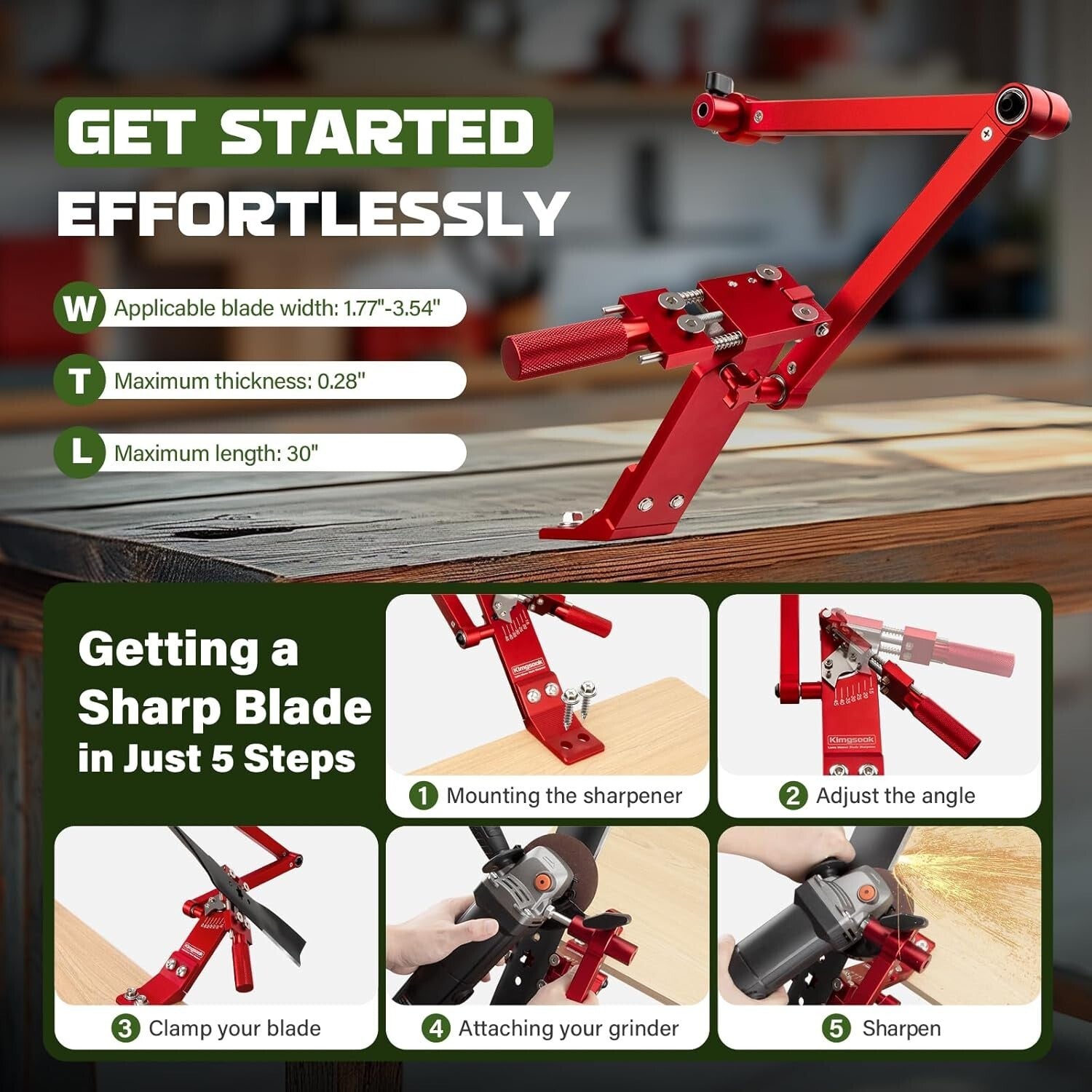 Complete Lawn Mower Blade Sharpening & Balancing Kit - Compact 13.8 x 8.8 Inches