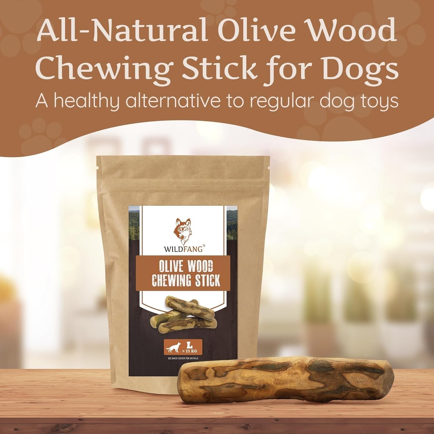 Long-Lasting Olive Wood Dog Chew with Olive Oil - Promotes Dental Health