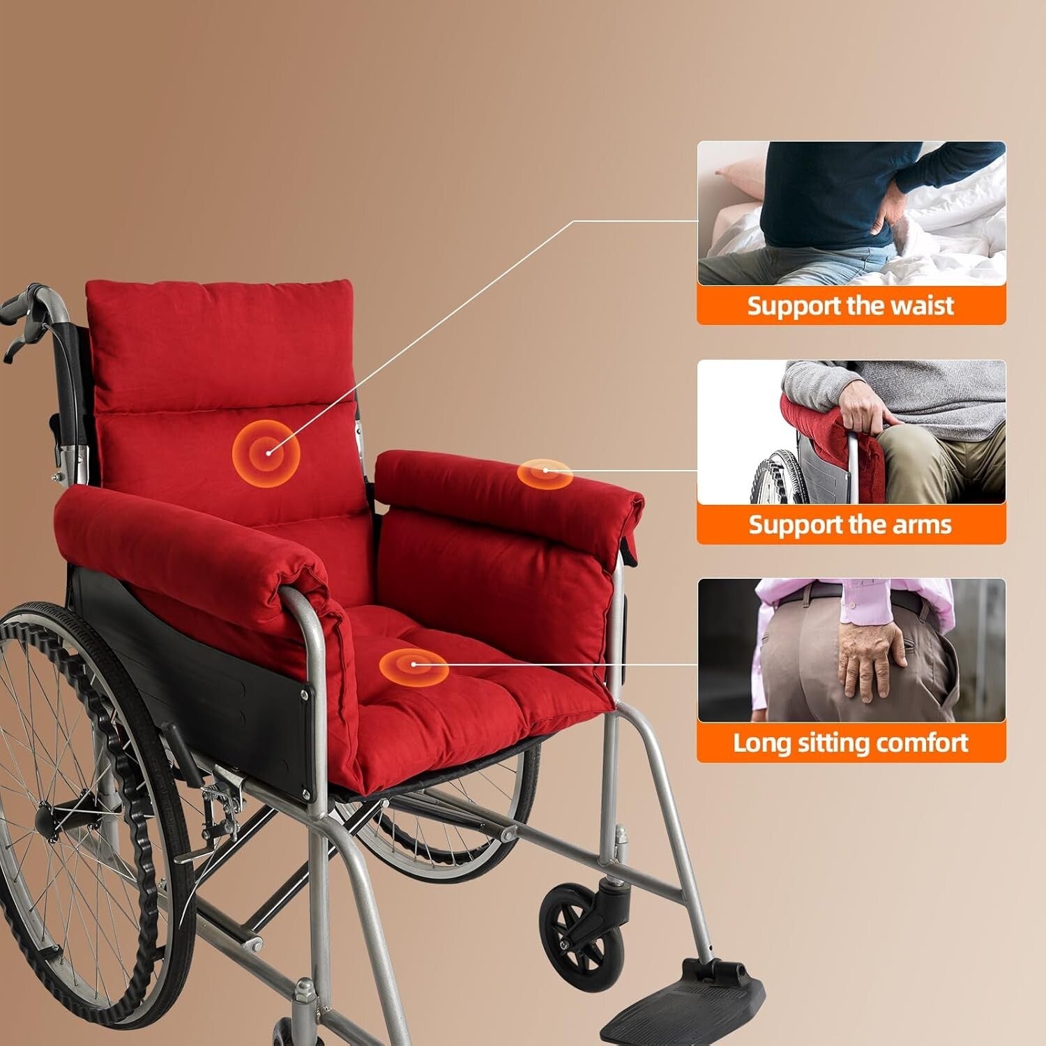 Soft Polyester Wheelchair Cushion for Indoor/Outdoor Use - Non-Slip Design