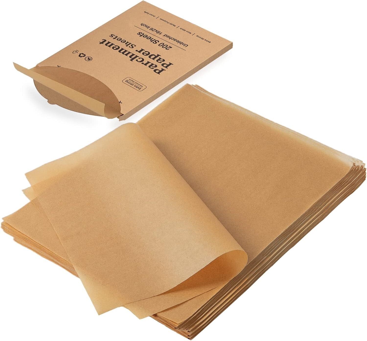 Durable 200Ct Heavy Duty Parchment Paper Sheets, 45gsm for Oven & Microwave