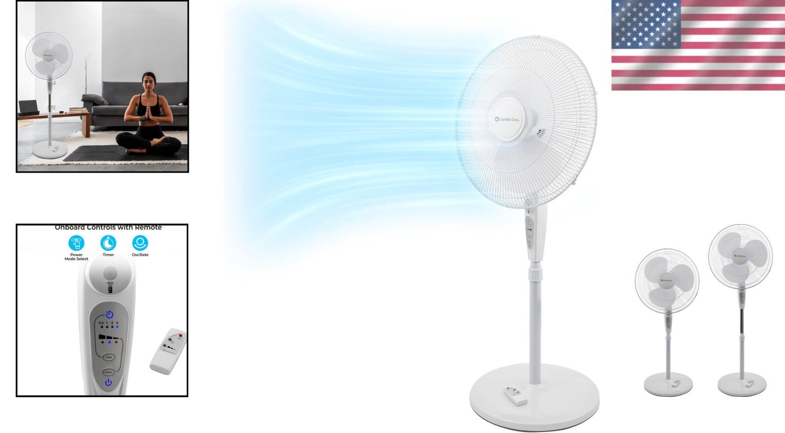 18" Oscillating Pedestal Fan with Remote & Adjustable Height for Optimal Comfort