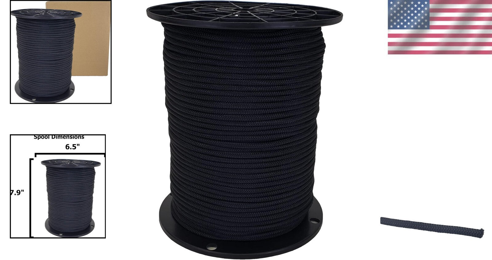Multipurpose Marine Grade Bungee Cord - 500ft Black Shock Cord for Various Uses