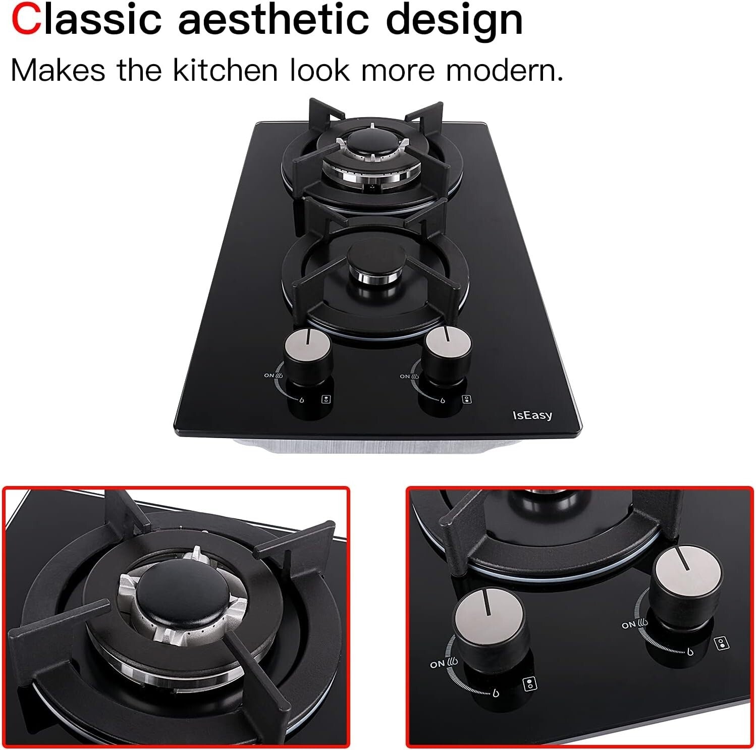 Compact 120V Built-in Gas Hob with Dual Fuel Compatibility and Safety Features