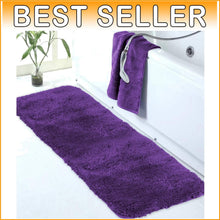 Load image into Gallery viewer, Large Dark Purple Bathroom Rug - Shaggy Microfiber, Extra Absorbent &amp; Washable