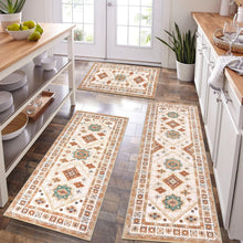 Load image into Gallery viewer, Durable &amp; Washable 3-Piece Kitchen Rug Set with Runner - Elegant Floral Design