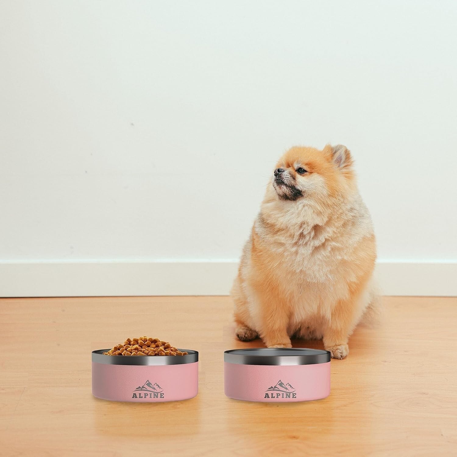 Set of 2 Non-Slip Stainless Steel Dog Bowls - 32 Oz Insulated & Dishwasher Safe