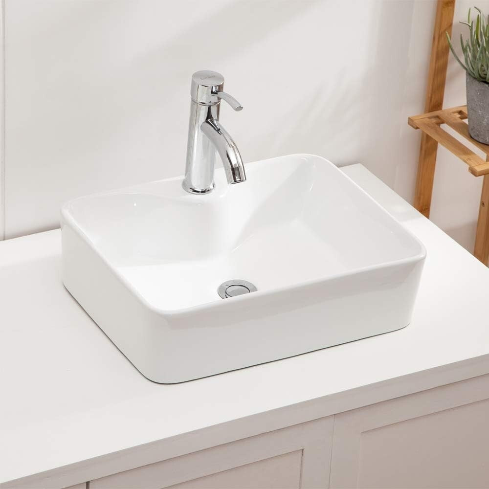 Contemporary White Vessel Sink 19"x15" with Faucet Opening - Effortless Elegance