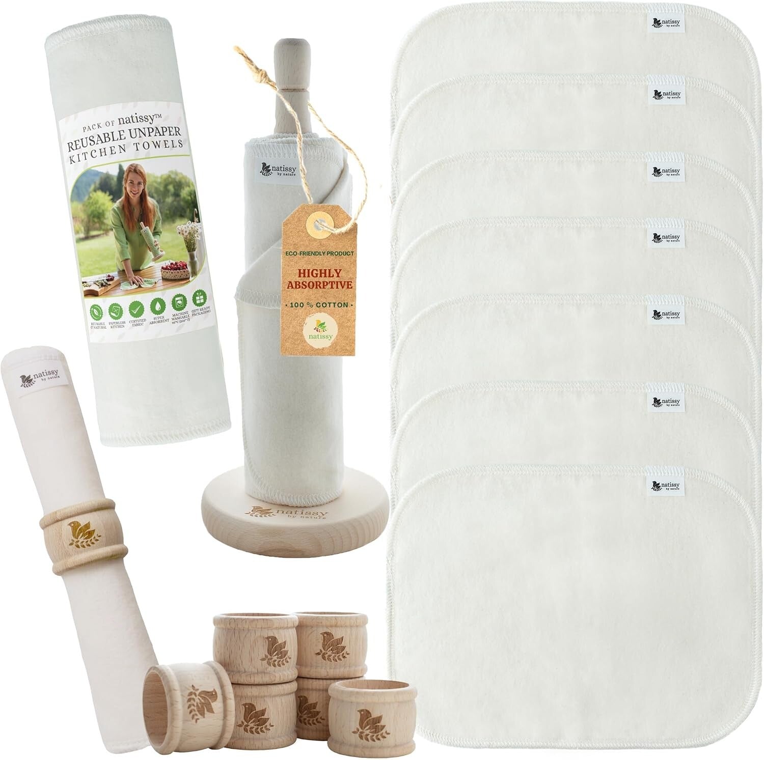 10 Durable Organic Cotton Cloth Towels - Sustainable Reusable Paper Alternatives