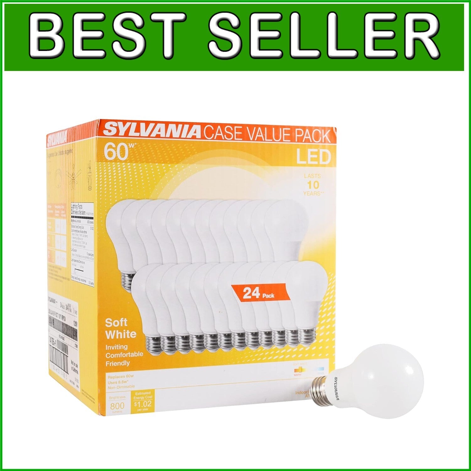 Energy-Saving 8.5W A19 LED Bulbs - 60W Equivalent, 11,000 Hours, Frosted Finish
