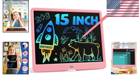 15-Inch LCD Writing Tablet - Eco-Friendly Doodle Pad for Kids, Lightweight Pink