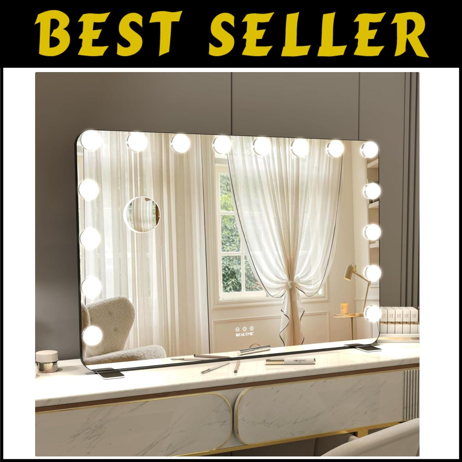 Elegant Lighted Vanity Mirror 36"x24" - 3 Lighting Modes, Touch Control & Memory