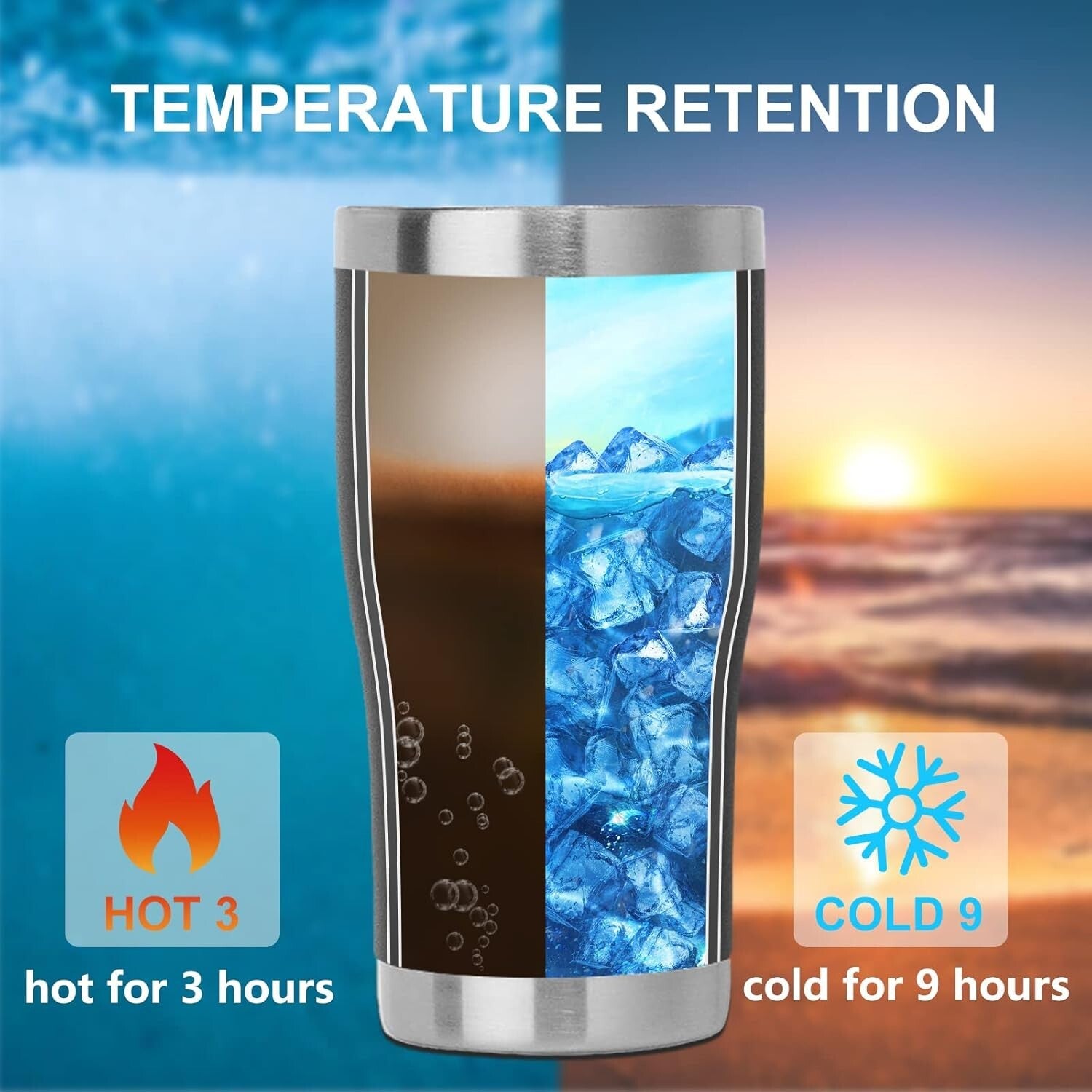 Durable 20oz Double Wall Vacuum Insulated Tumblers - 8 Count in Classic Black