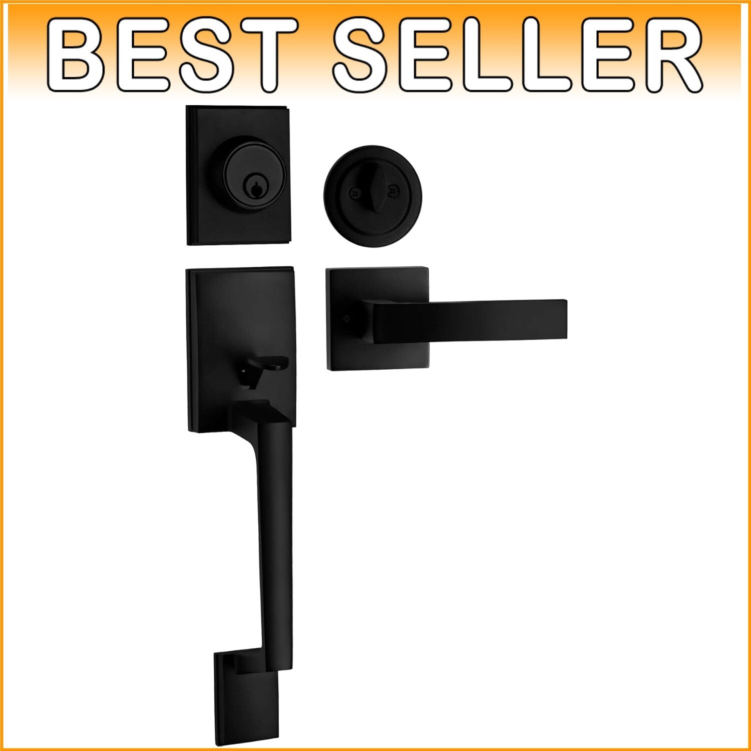Durable Reversible Lever Handle Set with Matte Black Finish for Secure Entrances