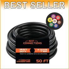Load image into Gallery viewer, 14 Gauge 7 Way Trailer Wire - Weatherproof 50 Ft Length Ideal for Automotive Use