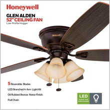 Load image into Gallery viewer, Modern 52-Inch Indoor Ceiling Fan with Reversible Motor &amp; Quick-2-Hang Blades