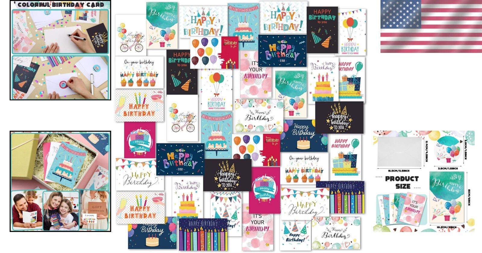 200 Pack Assorted Happy Birthday Cards with Envelopes & Stickers – 20 Styles