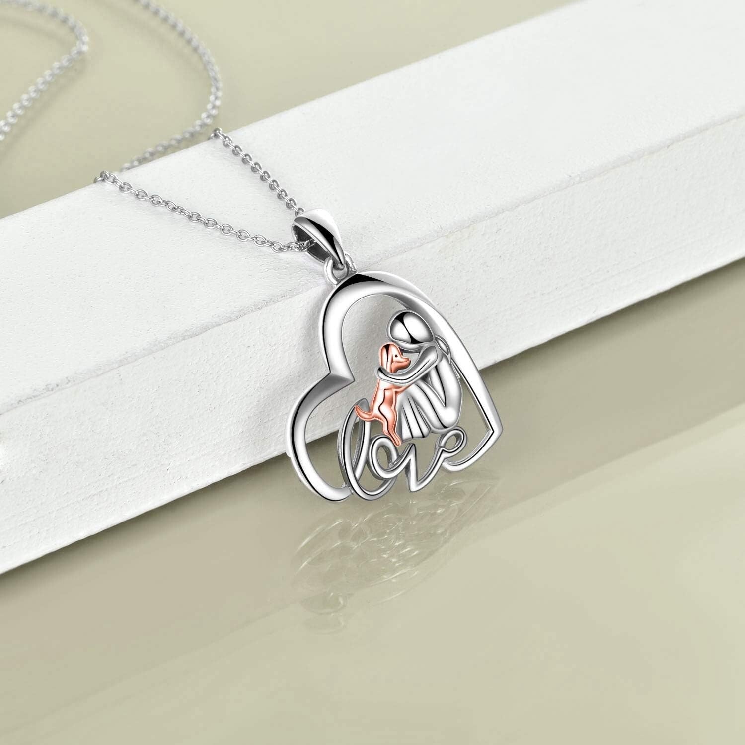 Hypoallergenic Sterling Silver Dog Angel Necklace - Memorial Gift for Women
