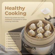 Load image into Gallery viewer, Lightweight 10-Inch Bamboo Steamer with Ceramic Dish for Flavorful Cooking
