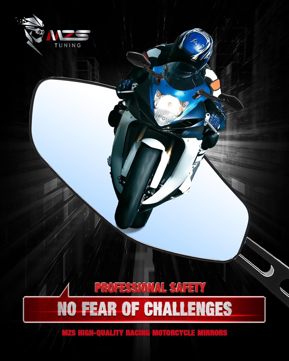 Durable Aluminum Motorcycle Mirrors with Convex Lens & Blind Spot Elimination