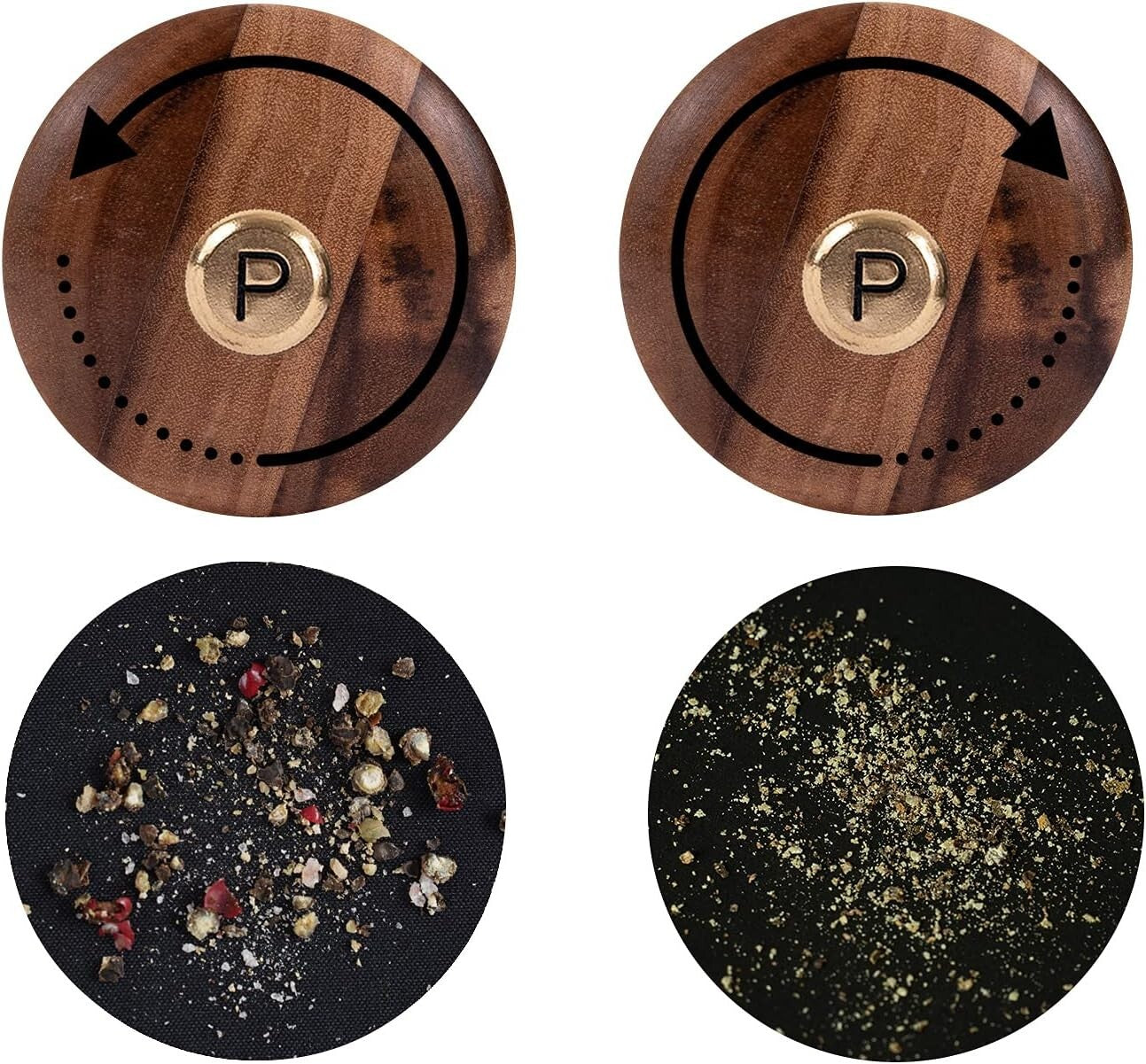 Elegant Salt & Pepper Mill Set with Tray - Adjustable Acacia Wood Grinders