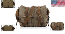 Load image into Gallery viewer, Vintage Military Leather Canvas Messenger Bag - Durable 13-Inch Laptop Carrier
