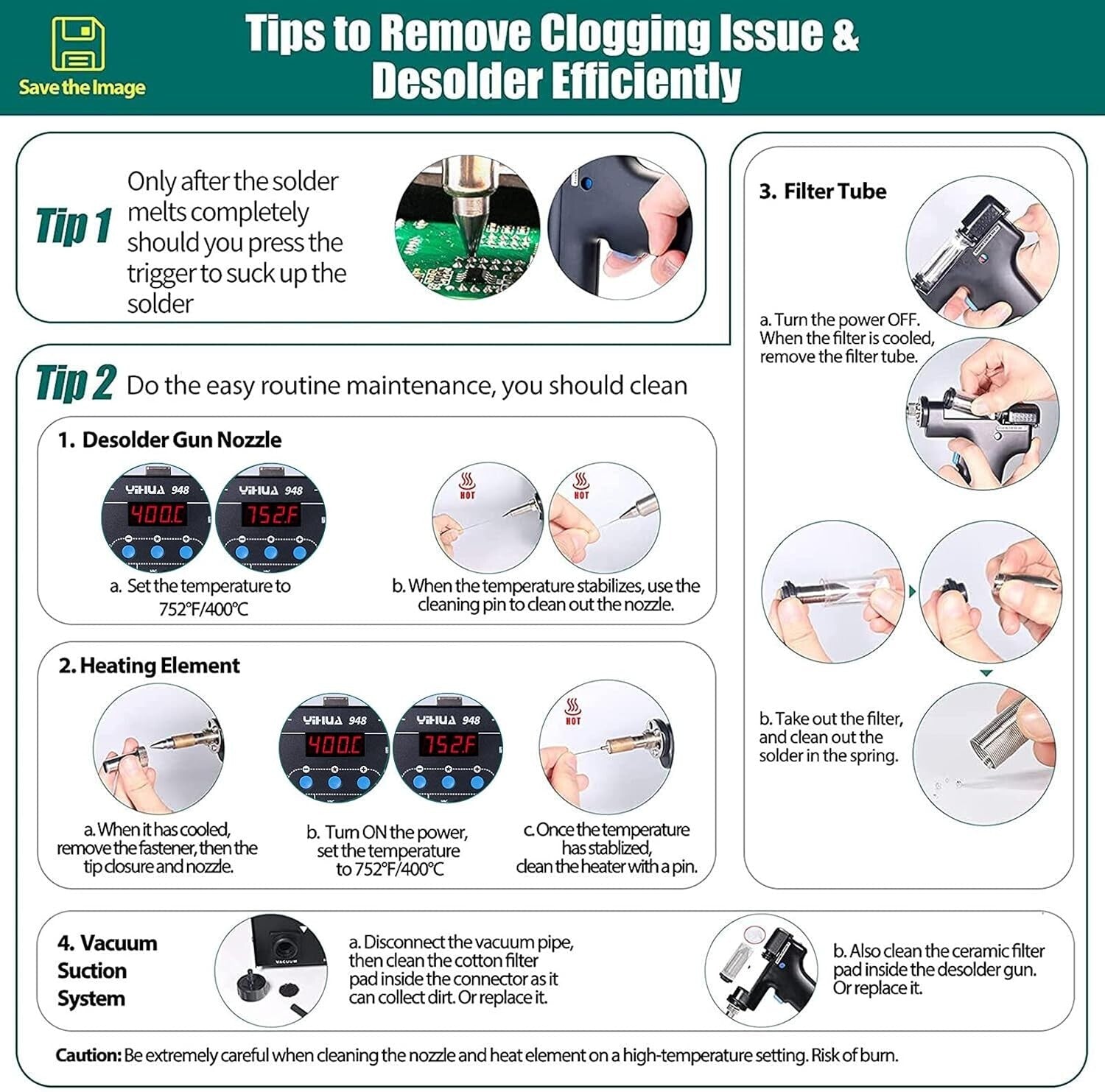 Upgraded 2-in-1 80W Desoldering Station & 60W Soldering Iron - Adjustable Heat