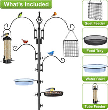 Load image into Gallery viewer, Sturdy Metal Bird Feeder Pole with Water Dish - Adjustable &amp; Decorative Black