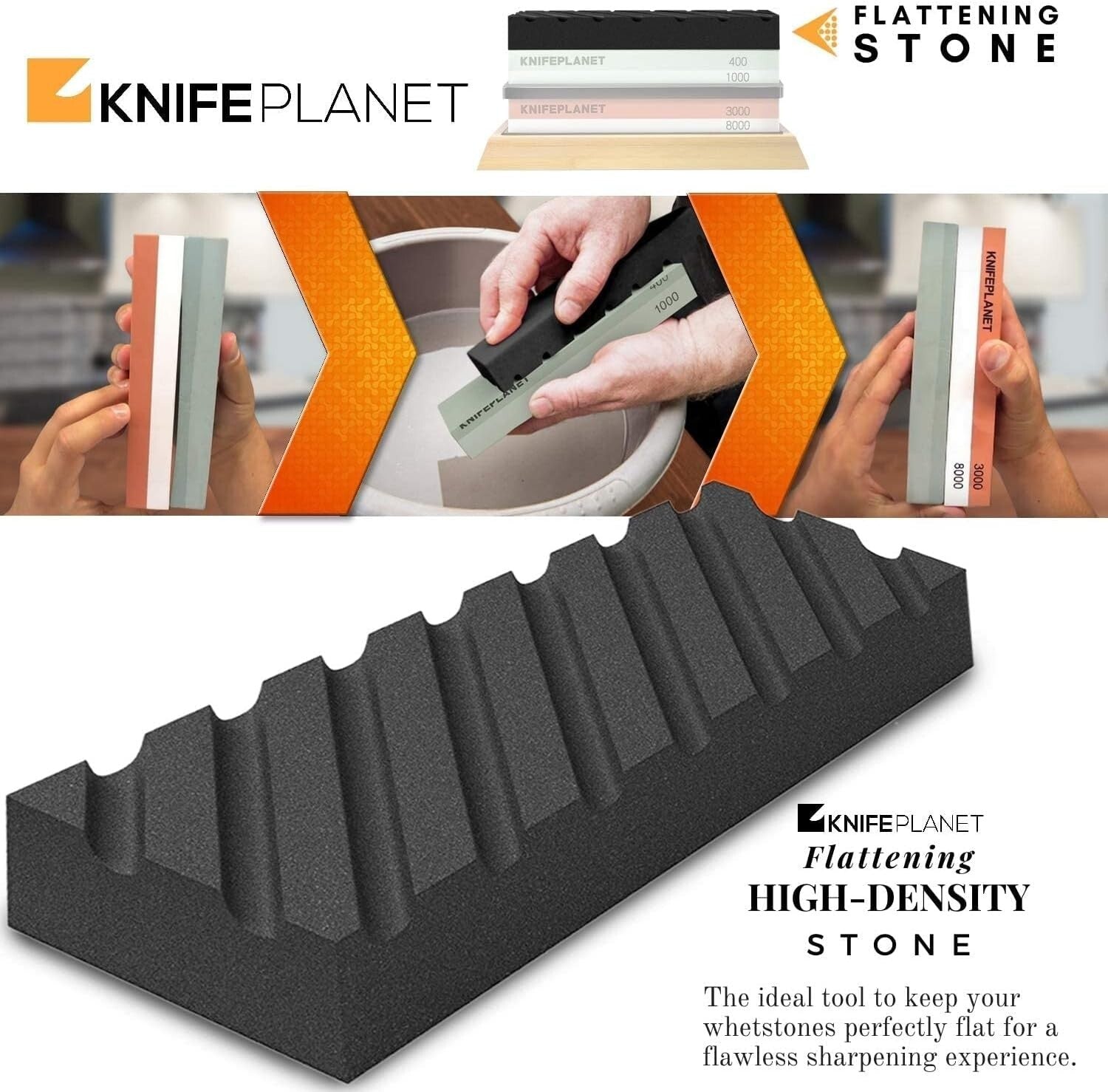 Professional Knife Sharpening Whetstone Set with Non-Slip Rubber Bases Included