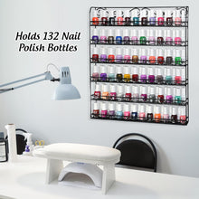 Load image into Gallery viewer, Polished Black 6-Tier Nail Polish Organizer for Up to 132 Bottles, Easy Install